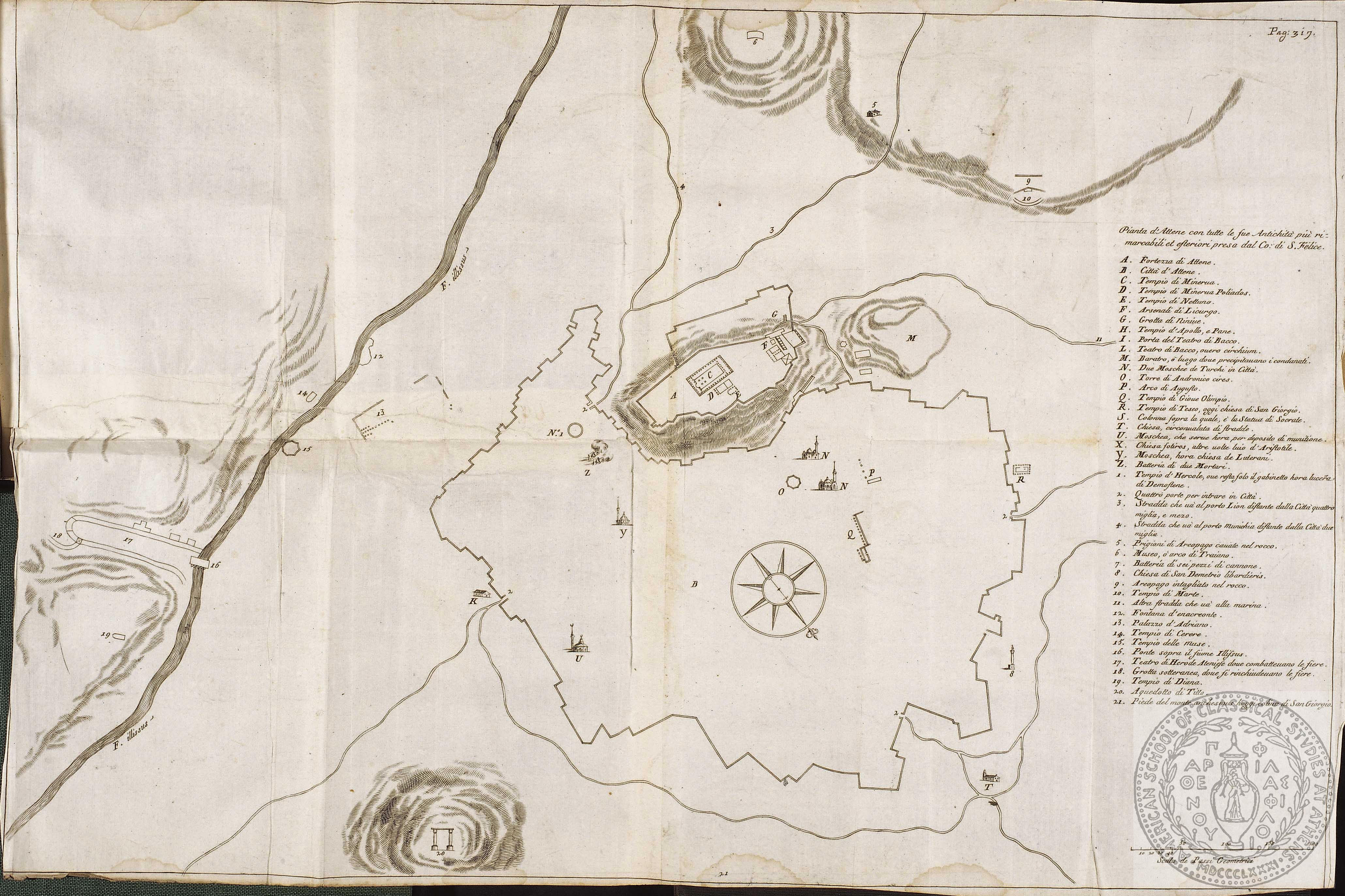 Pianta d'Attene con tutte le sue antichita piu rimarcabili et esteriori presa dal conte di S. Felice